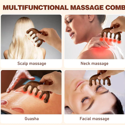 Wooden Massage Wide Teeth Hair  Comb Meridian Scalp Massage Scraping Comb Promotes Hair Growth