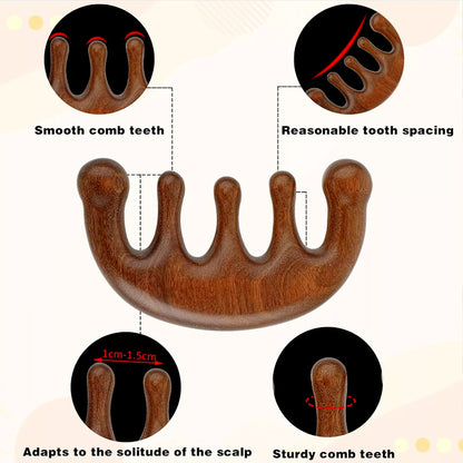 Wooden Massage Wide Teeth Hair  Comb Meridian Scalp Massage Scraping Comb Promotes Hair Growth