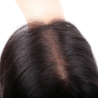 Flash Sale 🔔 Hand Tied Swiss Lace Base Real Human Clip In Hair Topper for Women Human Hair