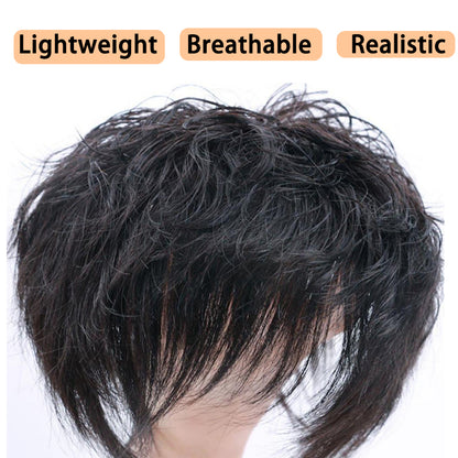 Flash Sale 🔔 Invisible Hand Tied Swiss Lace Base Real Human Short Hairpiece for Women