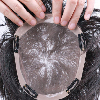 Flash Sale 🔔 Invisible Hand Tied Swiss Lace Base Real Human Short Hairpiece for Women