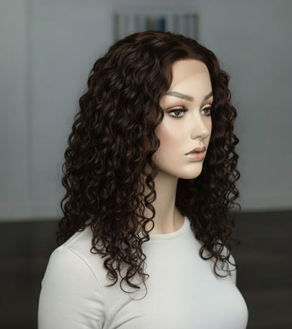 9×14 プレミアムカーリーモノベース人毛トッパー（女性用） 