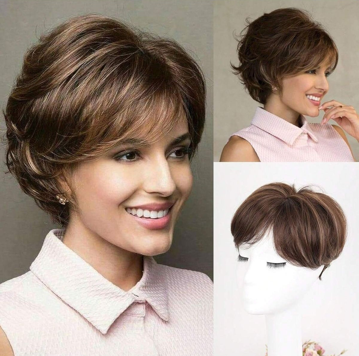 薄毛の女性のための通気性とナチュラルなショートヘアトッパー