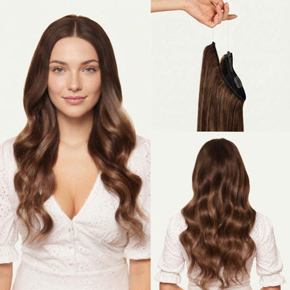 100% Human Hair Halo Extensions - Jet Black