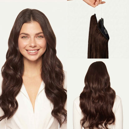 100% Human Hair Halo Extensions - Natural Black