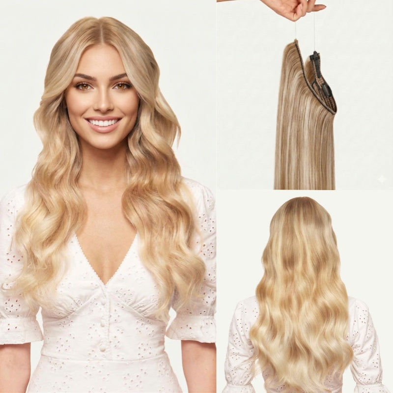 100% Human Hair Halo Extensions - Light Gray