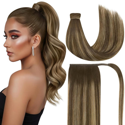 Premium Wrap Around Ponytail Extension | 100% Real Human Hair-Drak Brown