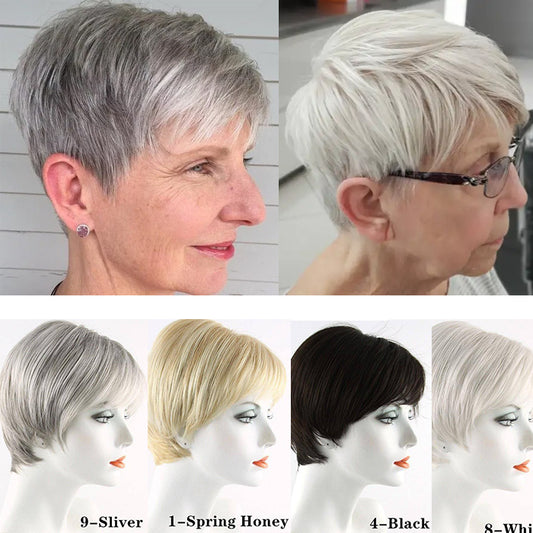 薄毛や細い髪の女性のための素敵なショートウィッグヘアピース