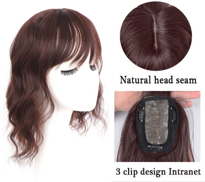 ナチュラルなボディウェーブ、フリンジ付きリアルヘアトッパー、前髪付き人毛トッパー