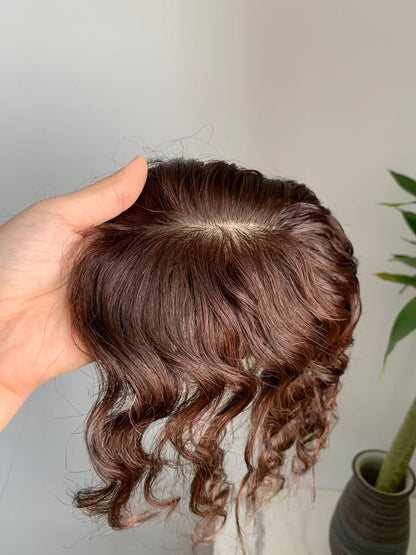 (Kozeta Tato Papadhimitri) 13*15cm Mono Base Curly Human Hair topper Without Bangs
