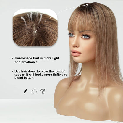 通気性に優れた高品質の女性用前髪付きヘアトッパー