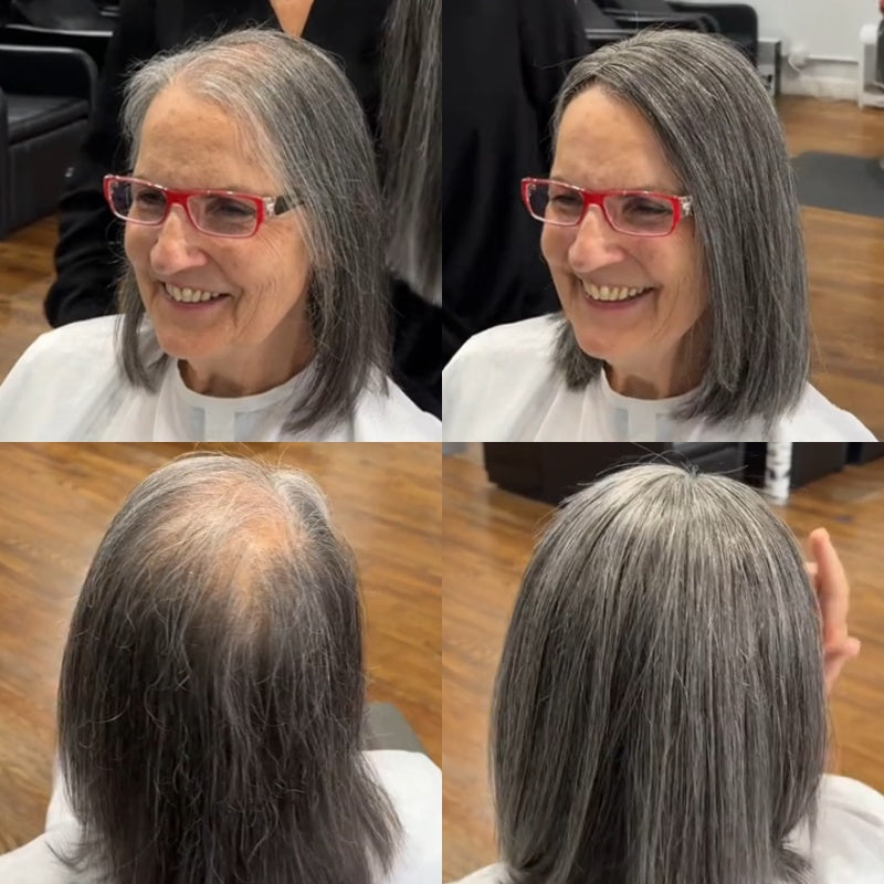 薄毛の女性のためのプレミアムストレートヘアトッパー - 瞬時にボリュームとカバー力を追加
