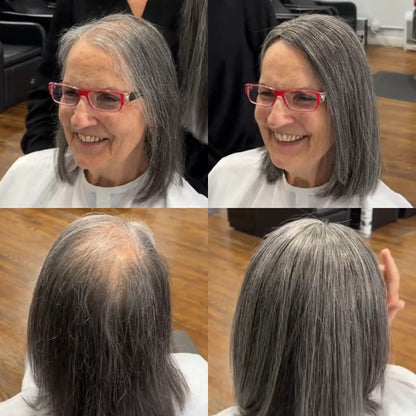 薄毛の女性のためのプレミアムストレートヘアトッパー - 瞬時にボリュームとカバー力を追加