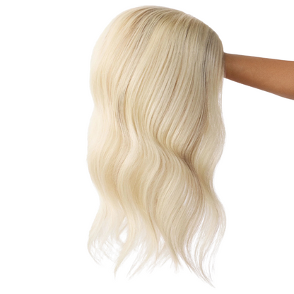4*5 inches Mono Base Highlight Human Hair Toppers for Women Wavy Hair without Bangs