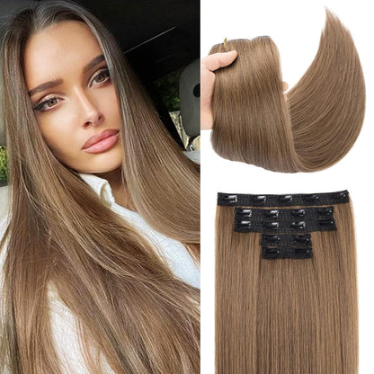100% Human Hair Clip in Extensions - Mocha & Chestnut Balayage