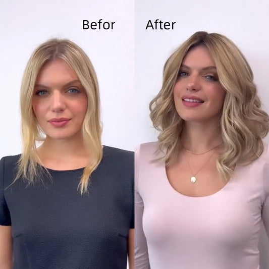 130%天然密度のクリップインナチュラルウェーブヘアトッパー