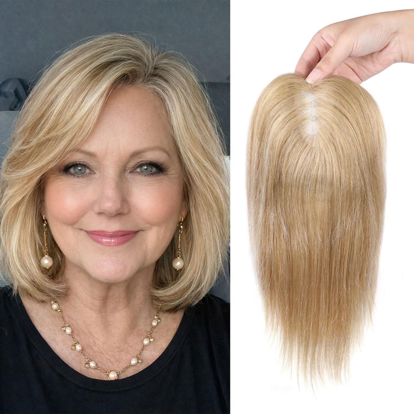 Natural Invisible Straight Hair Topper – Seamless Crown Volume for Thinning Hair