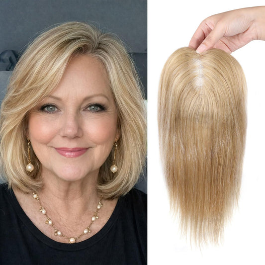 Natural Invisible Straight Hair Topper – Seamless Crown Volume for Thinning Hair