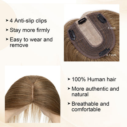 14*16CM ショートナチュラルヘアトッパー 女性用 薄毛をカバーしボリュームアップ