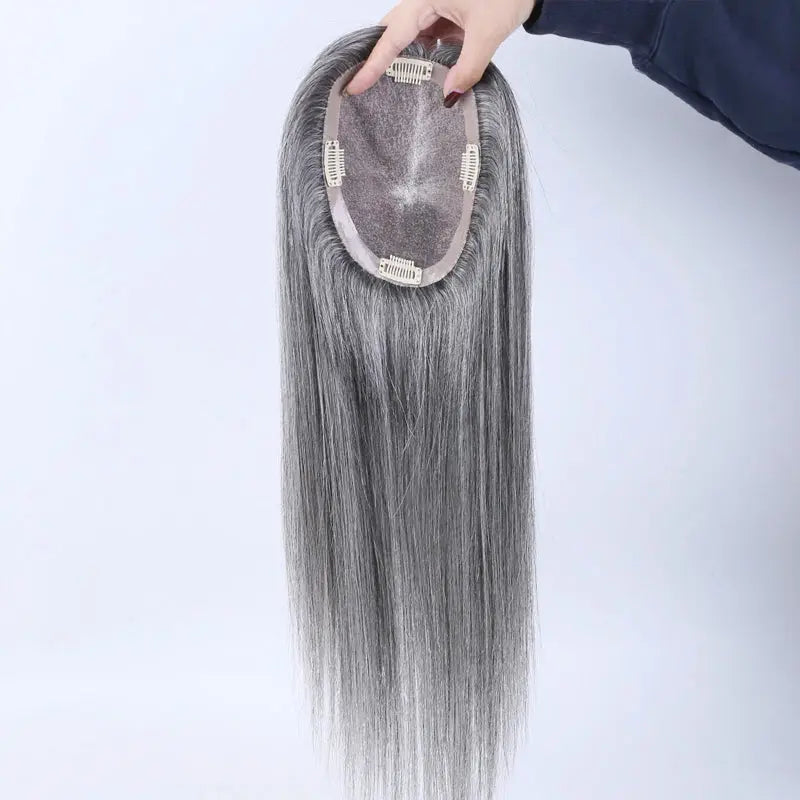 Grey Hand tied Mono Base 100% Brazilian Virgin Human Hair Topper For Women【Pre Sale】 我的商店