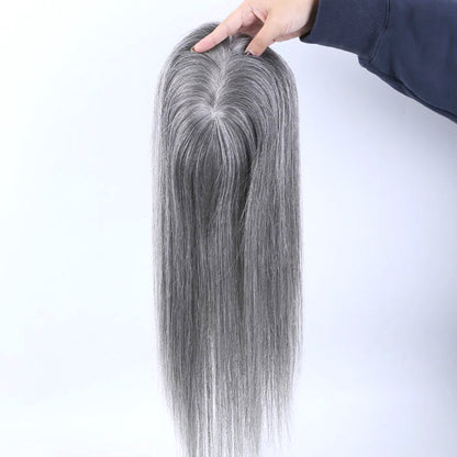 Grey Hand tied Mono Base 100% Brazilian Virgin Human Hair Topper For Women【Pre Sale】