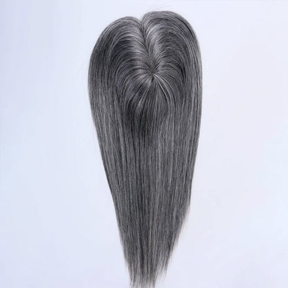 Salt and Pepper Hand tied Mono Base Remy Human Hair Topper For Women【Pre Sale】