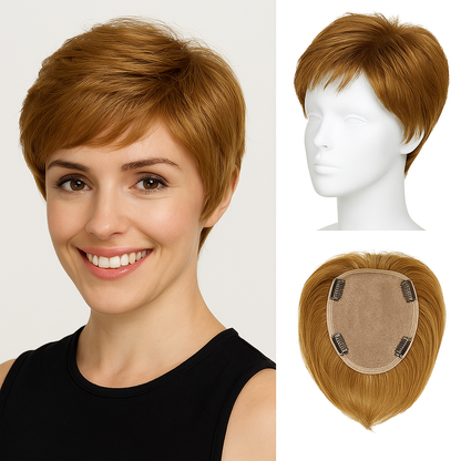 Natural Short Pixie Cut Hair Toppers for Women with Thinning Hair