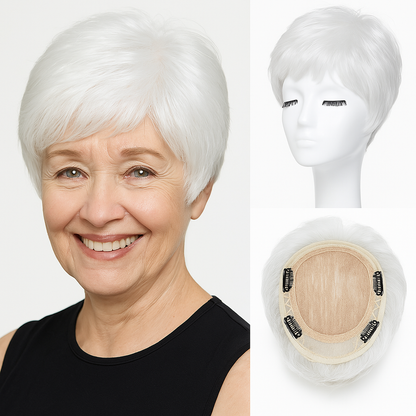 Natural Short Pixie Cut Hair Toppers for Women with Thinning Hair
