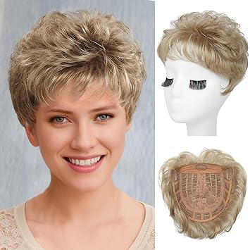 Natural Short Pixie Cut Hair Toppers for Women with Thinning Hair