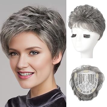 Natural Short Pixie Cut Hair Toppers for Women with Thinning Hair