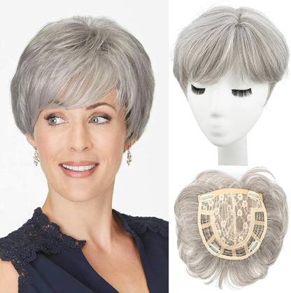 Natural Short Pixie Cut Hair Toppers for Women with Thinning Hair