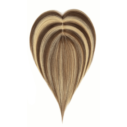 Luxury Blonde Highlights Straight Hair Topper for Women | Silk Base Human Hair Piece
