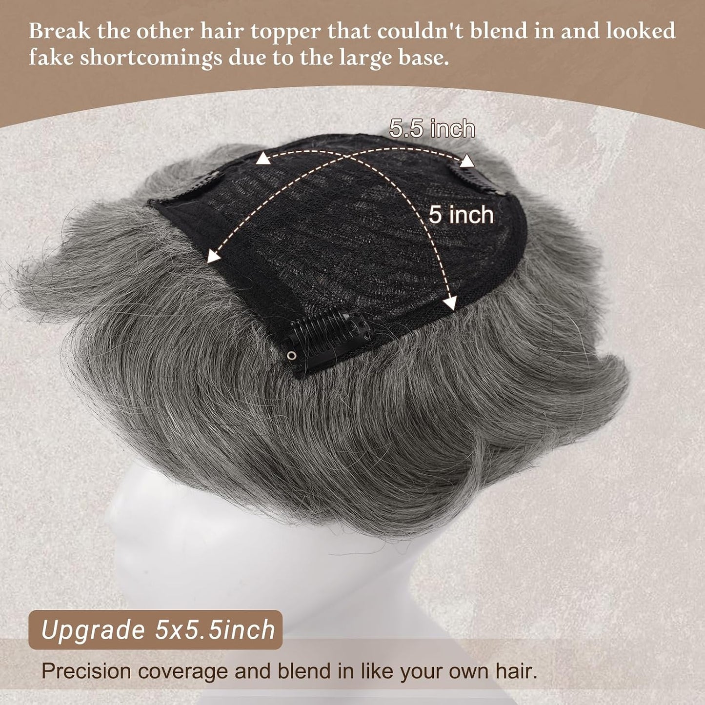 Instant Volume Short Hair Topper - Seamless Clip-In Coverage for Fine & Thinning Hair