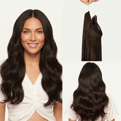 100% Human Hair Halo Extensions - Chestnut Brown