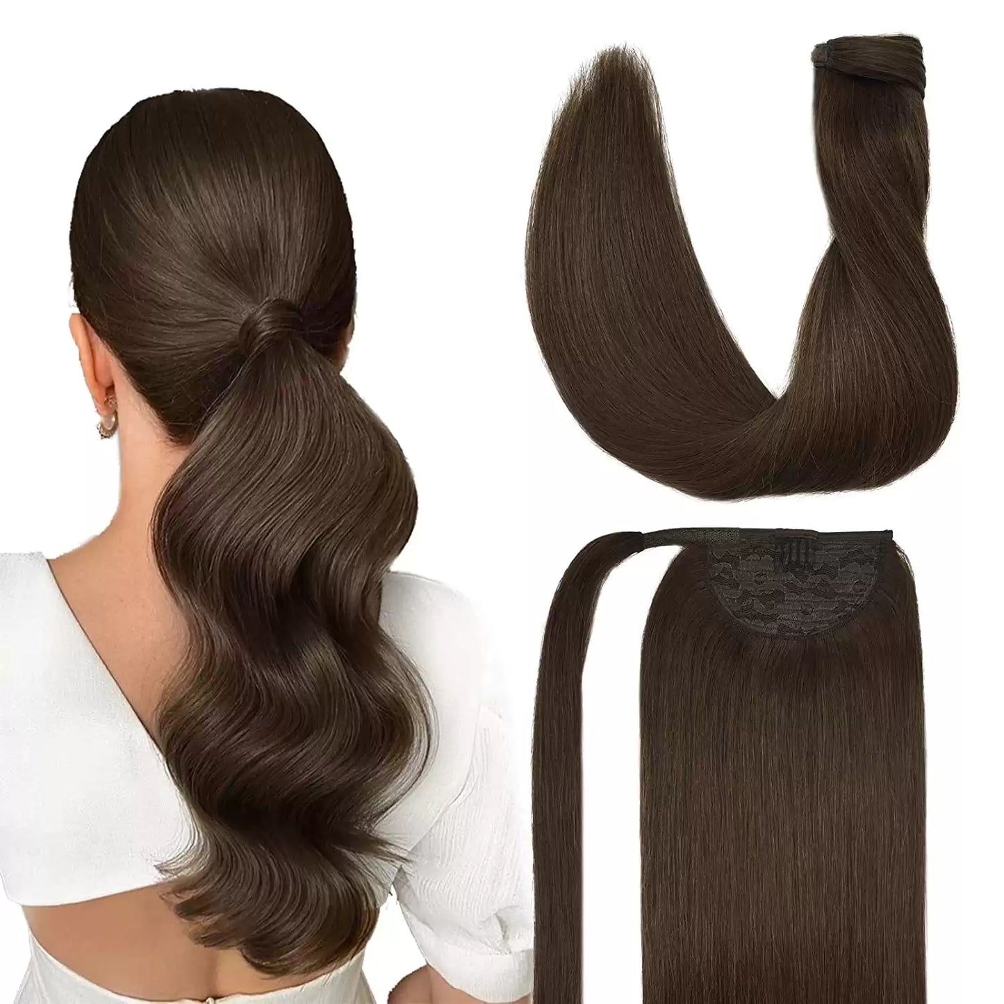 Premium Wrap Around Ponytail Extension | 100% Real Human Hair-Drak Brown