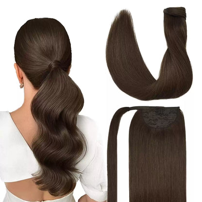 Premium Wrap Around Ponytail Extension | 100% Real Human Hair-Drak Brown