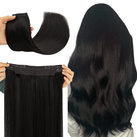 100% Human Hair Halo Extensions - Light Auburn