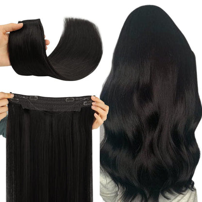 100% Human Hair Halo Extensions - Dark Brown