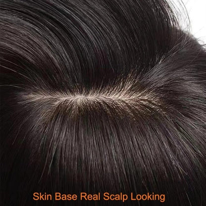 Luxury Blonde Highlights Straight Hair Topper for Women | Silk Base Human Hair Piece