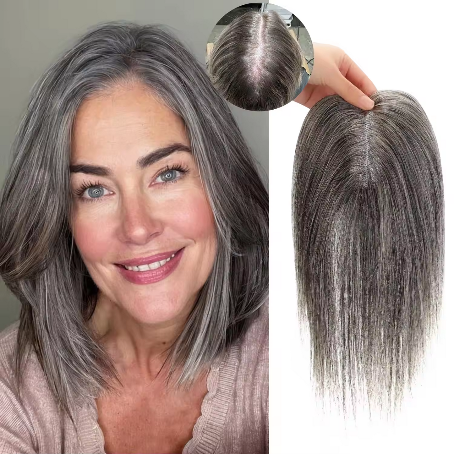 Instant Hair Thickening Crown Topper – Pre-Styled Invisible Topper