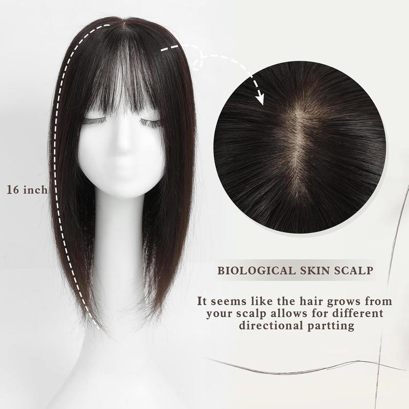 2025 New Straight Hair Topper With Bangs For Thinning Hair