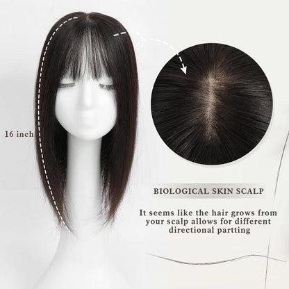 2025 New Straight Hair Topper With Bangs For Thinning Hair