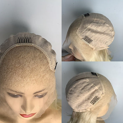 (Custom) 12 inch Auburn Human Hair Wig Center part