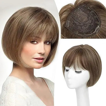 Fashion Straight Hair Topper With Bangs For Thinning Hair - VIVACROWN