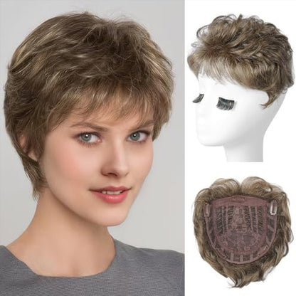 Natural Short Pixie Cut Hair Toppers for Women with Thinning Hair