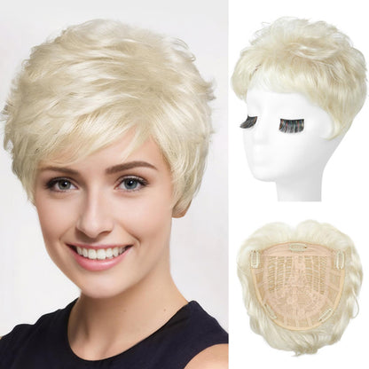 Natural Short Pixie Cut Hair Toppers for Women with Thinning Hair