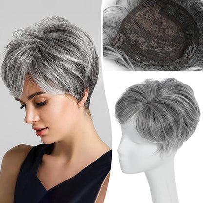 ホットセール🔥 薄毛用 ナチュラルショートヘアトッパー 目立たないヘアピース フルカバー