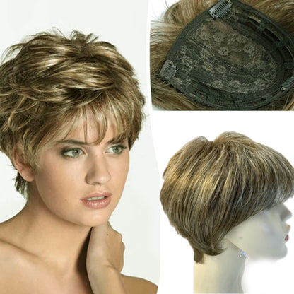 Natural Short Pixie Cut Hair Toppers for Women with Thinning Hair