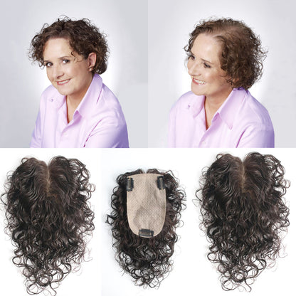9*14 cm Natural Curly Hair Topper 100% Human Hair Lightweight And Breathable