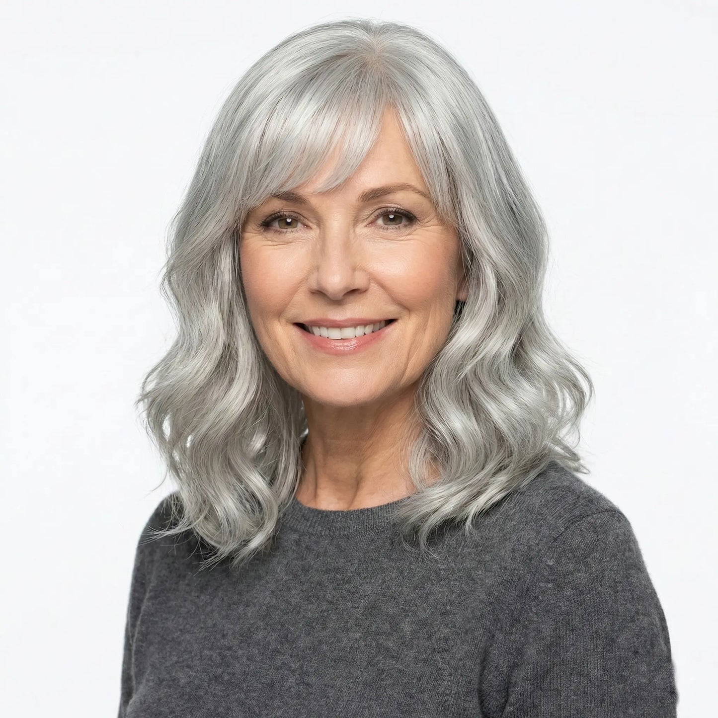 Luxury & Undetectable Natural Wavy Hair Topper With Bangs for Thinning Hair - VIVACROWN